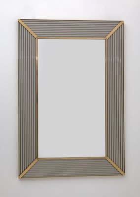 Italian Modern Brass and Murano Glass Wall Mirror, 1990s-FER-1754486