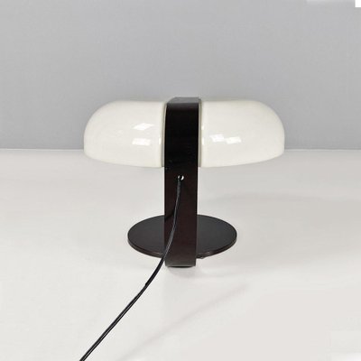 Italian Modern Brown Metal and White Plastic Table Lamp, 1970s-GDD-1812252