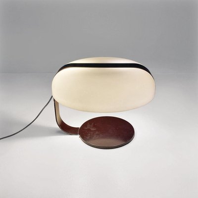 Italian Modern Brown Metal and White Plastic Table Lamp, 1970s-GDD-1812252