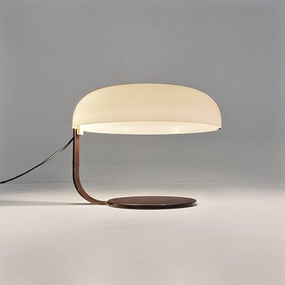 Italian Modern Brown Metal and White Plastic Table Lamp, 1970s-GDD-1812252