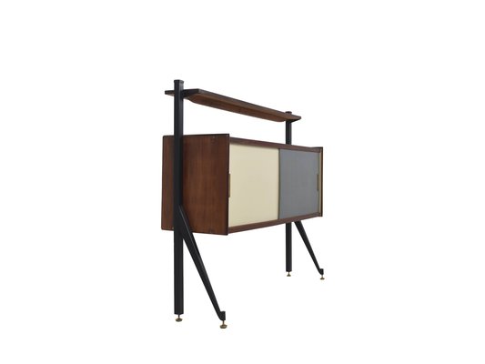 Italian Modern Cabinet with Colored Sliding Doors, Italy, 1970s-UQV-1008723