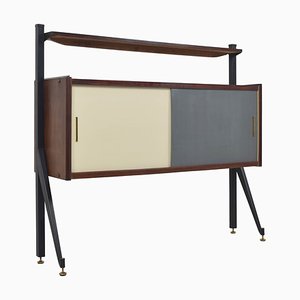 Italian Modern Cabinet with Colored Sliding Doors, Italy, 1970s-UQV-1008723