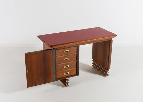 Italian Modern Carved Walnut and Rosewood Desk with Side Chair, Set of 2-WN-1306818