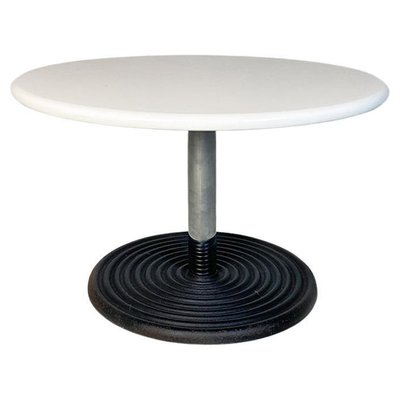 Italian Modern Cast Iron Base and White Resin Top Low Coffee Table, 1980s-GDD-1428338