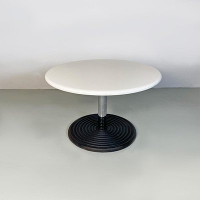 Italian Modern Cast Iron Base and White Resin Top Low Coffee Table, 1980s-GDD-1428338