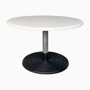 Italian Modern Cast Iron Base and White Resin Top Low Coffee Table, 1980s-GDD-1428338