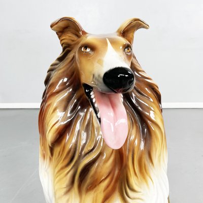 Italian Modern Ceramic Sculpture of Sitting Collie Dog, 1970s-GDD-1306577