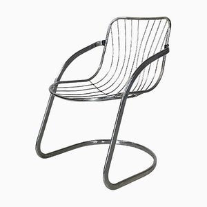 Italian Modern Chair in Curved Tubular Chromed Steel, 1970s-GDD-1761424