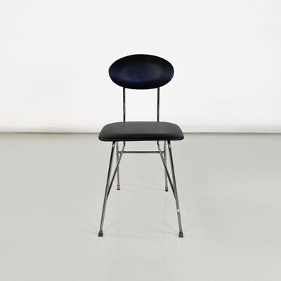 Italian Modern Chair in Steel and Black Leather attributed to Alessandro Mendini for Zabro, 1980s-GDD-1776511