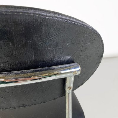 Italian Modern Chair in Steel and Black Leather attributed to Alessandro Mendini for Zabro, 1980s-GDD-1776510