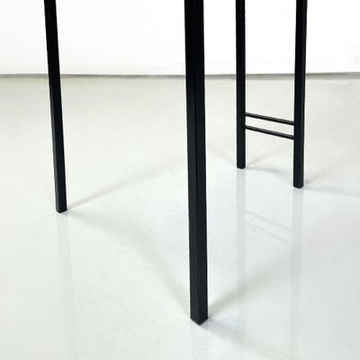 Italian Modern Chairs in Black Metal Leather and Rubber, 1980s, Set of 3-GDD-1750894