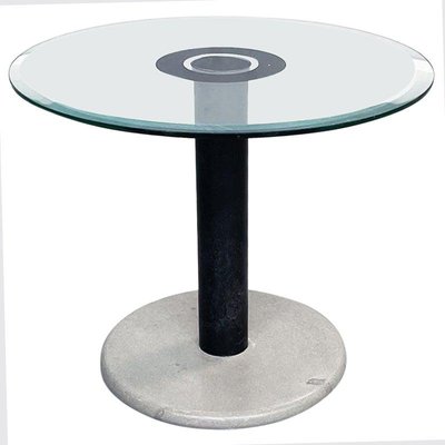 Italian Modern Coffee Table in Green Glass, Black Metal and Grey Stone, 1980s-GDD-1363621