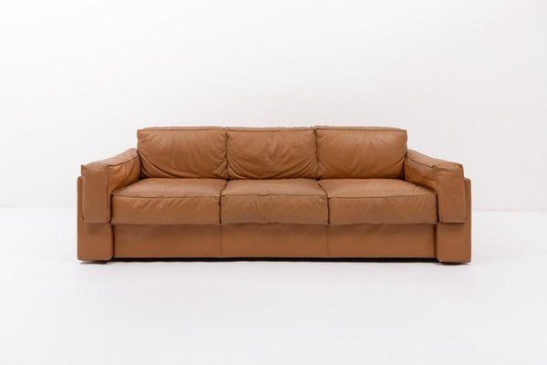 Italian Modern Cognac Leather Sofa-KMC-1743247