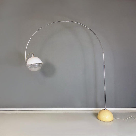 Italian Modern Concrete, Plastic and Steel Arc Floor Lamp by Fabio Lenci, 1970s