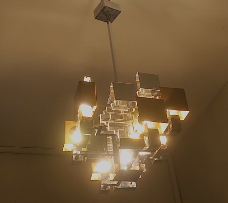 Italian Modern Cubist Chandelier by Gaetano Sciolari, 1960s-ED-1732878