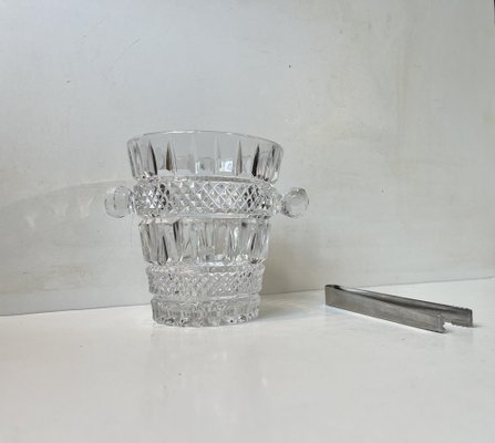 Italian Modern Cut Crystal Ice Bucket with Tong, 1960s, Set of 2-LCR-1780316