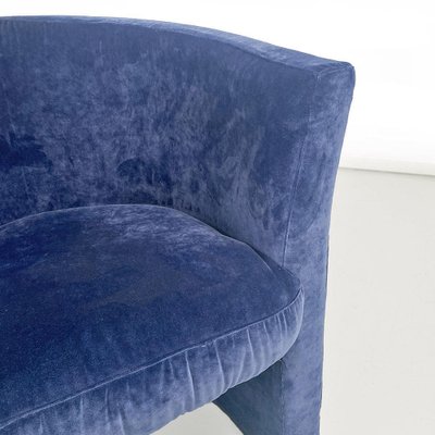 Italian Modern Dark Blue Velvet Armchairs from Pozzetto, 1970s, Set of 2-GDD-1797786