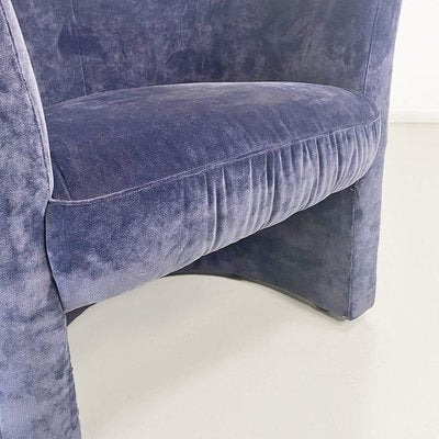 Italian Modern Dark Blue Velvet Armchairs from Pozzetto, 1970s, Set of 2-GDD-1797786