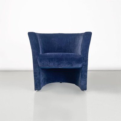 Italian Modern Dark Blue Velvet Armchairs from Pozzetto, 1970s, Set of 2-GDD-1797786