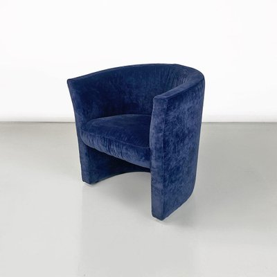 Italian Modern Dark Blue Velvet Armchairs from Pozzetto, 1970s, Set of 2-GDD-1797786