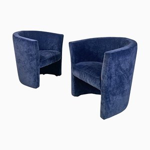 Italian Modern Dark Blue Velvet Armchairs from Pozzetto, 1970s, Set of 2-GDD-1797786