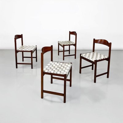 Italian Modern Dining Chairs in Beech and White Leather from Poltronova, 1960s, Set of 4-GDD-1796142