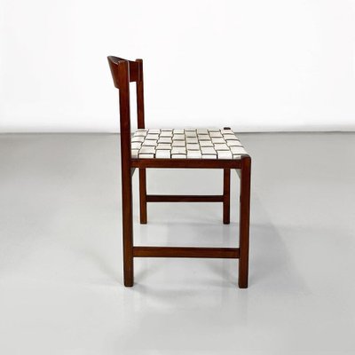 Italian Modern Dining Chairs in Beech and White Leather from Poltronova, 1960s, Set of 4-GDD-1796142