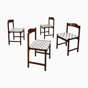 Italian Modern Dining Chairs in Beech and White Leather from Poltronova, 1960s, Set of 4-GDD-1796142