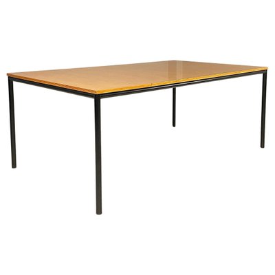 Italian Modern Dining Table or Desk in Wood and Black Metal, 1980s-GDD-1821586