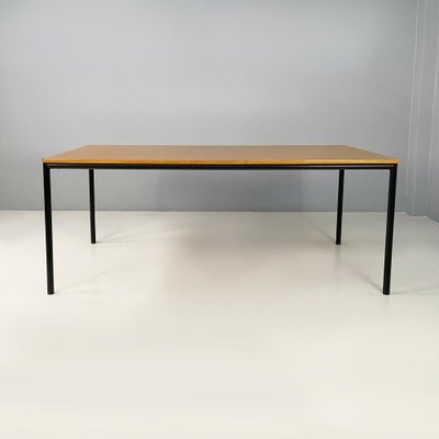 Italian Modern Dining Table or Desk in Wood and Black Metal, 1980s-GDD-1821587