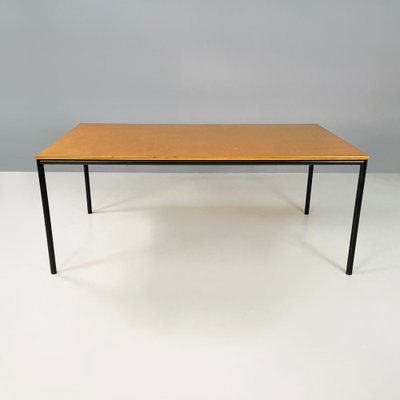 Italian Modern Dining Table or Desk in Wood and Black Metal, 1980s-GDD-1821586