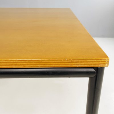 Italian Modern Dining Table or Desk in Wood and Black Metal, 1980s-GDD-1821587