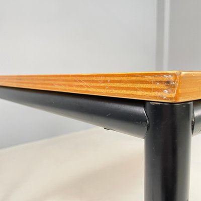 Italian Modern Dining Table or Desk in Wood and Black Metal, 1980s-GDD-1821586