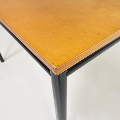 Italian Modern Dining Table or Desk in Wood and Black Metal, 1980s-GDD-1821586