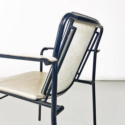 Italian Modern Folding Chair in White Leather and Black Metal, 1980s-GDD-1776512