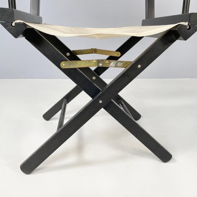 Italian Modern Folding Chairs in Black Wood and White Fabric, 1990, Set of 8-GDD-1801611