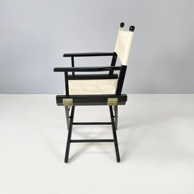 Italian Modern Folding Chairs in Black Wood and White Fabric, 1990, Set of 8-GDD-1801611