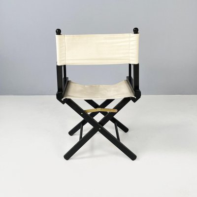 Italian Modern Folding Chairs in Black Wood and White Fabric, 1990, Set of 8-GDD-1801611