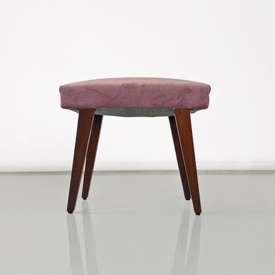 Italian Modern Footstool in Wood and Pink Velvet, 1960-GDD-1770744