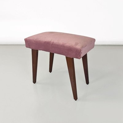 Italian Modern Footstool in Wood and Pink Velvet, 1960-GDD-1770744