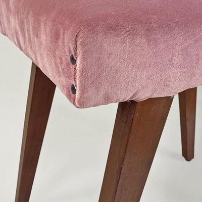 Italian Modern Footstool in Wood and Pink Velvet, 1960-GDD-1770744