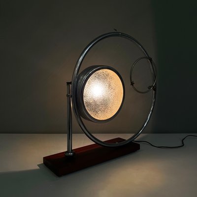 Italian Modern Geometrical Table Lamp in Crafted Glass, Metal and Wood, 1980s-GDD-1784815