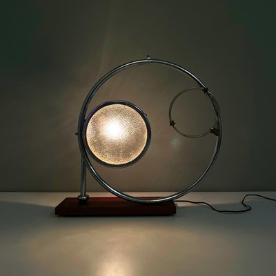 Italian Modern Geometrical Table Lamp in Crafted Glass, Metal and Wood, 1980s-GDD-1784815