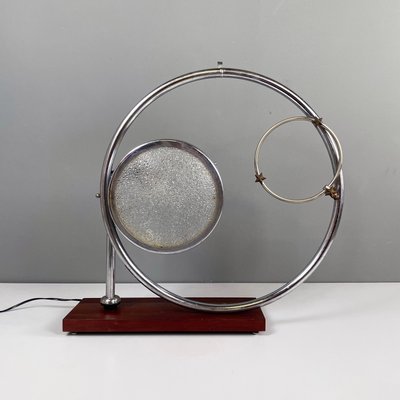 Italian Modern Geometrical Table Lamp in Crafted Glass, Metal and Wood, 1980s-GDD-1784815