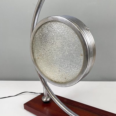 Italian Modern Geometrical Table Lamp in Crafted Glass, Metal and Wood, 1980s-GDD-1784815