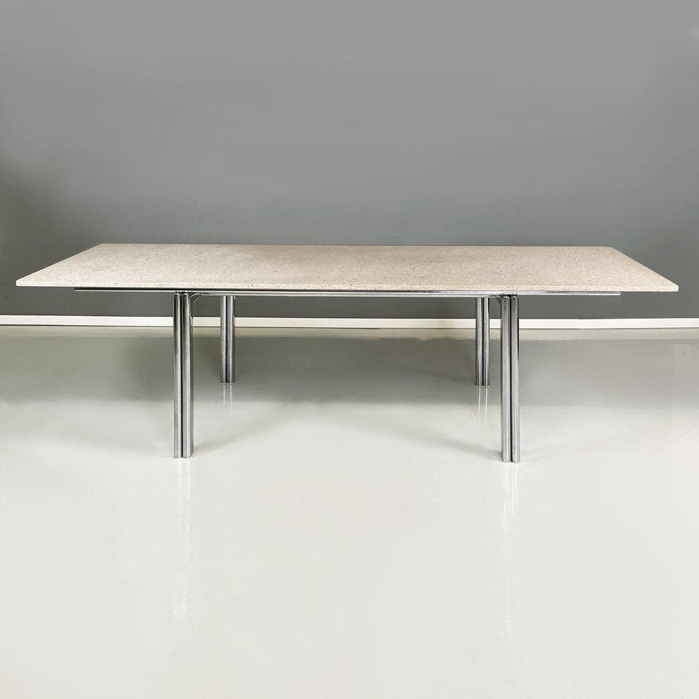 Italian Modern Granite & Steel Dining Table attributed to Zeev Aram for Gavina, 1970s