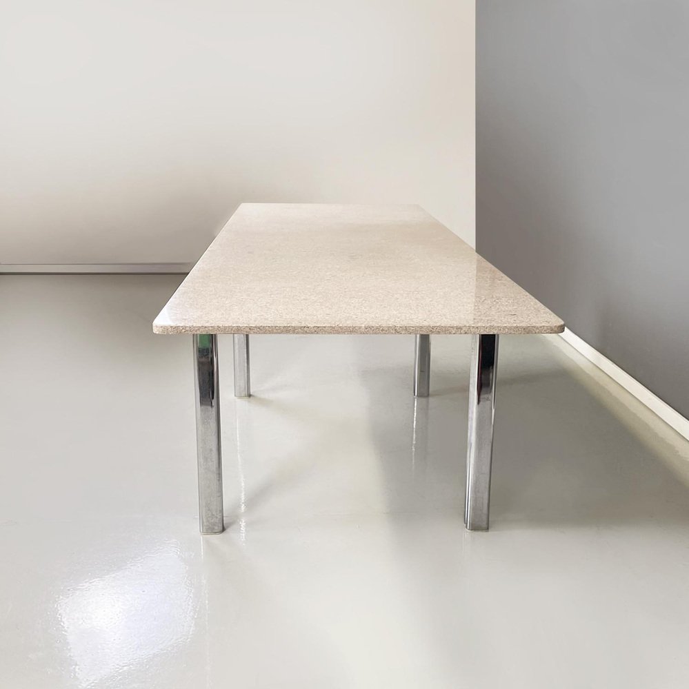 Italian Modern Granite & Steel Dining Table attributed to Zeev Aram for Gavina, 1970s