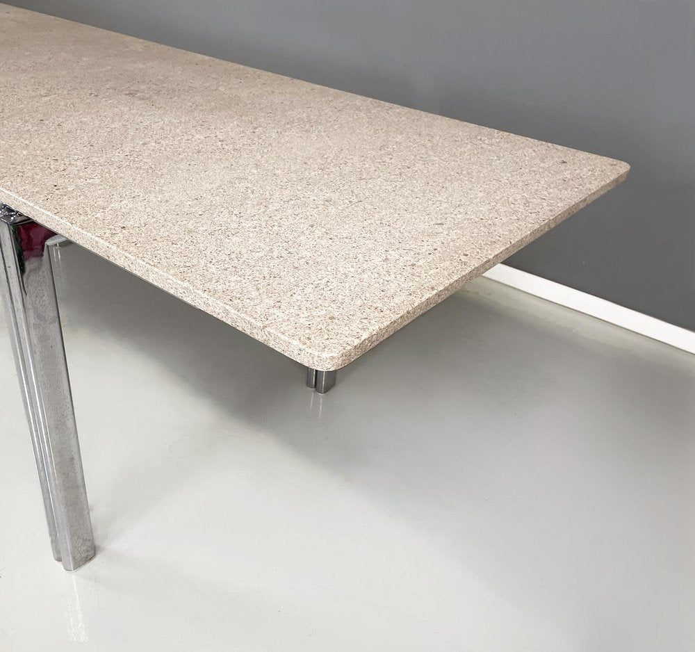 Italian Modern Granite & Steel Dining Table attributed to Zeev Aram for Gavina, 1970s