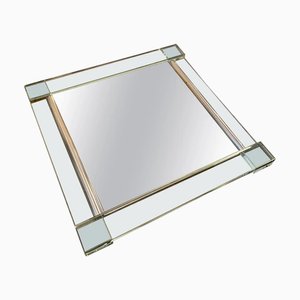 Italian Modern Heavy Glass & Silver Plated Tray, 1980s-NMK-1288819