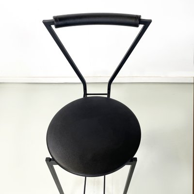 Italian Modern High Stool in Black Metal and Rubber, 1980s-GDD-1752571